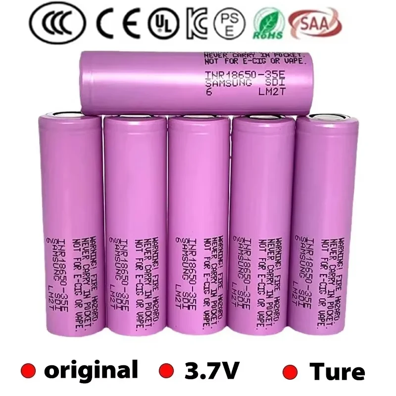 18650 Lithium Ion Battery 3.7V 3500mAh 25A Discharge INR18650 35E Rechargable Batteries Li-Ion Cells for Screwdriver Flashlight