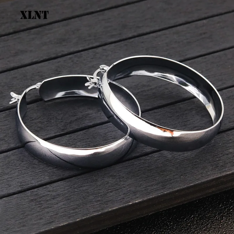 XLNT Gold Color Circle Oversize Earring  For Women Vintage Wide Statement Hoop Earring Ladies Stainless Jewelry Wholesale 2019