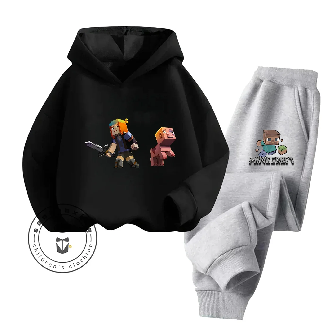 موضة Minecraft 2D الكرتون المطبوعة هوديي مجموعة 2025 رائجة البيع للأطفال المراهقين بنين بنات عادية الخريف الشتاء