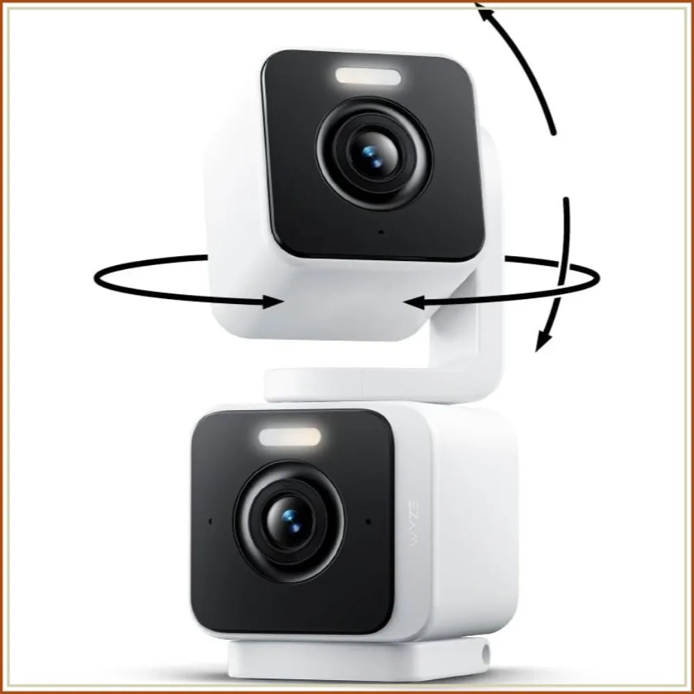 

2K 360° Pan/Tilt Indoor/Outdoor Security Camera with Color Night Vision, Motion Tracking, Dual Cam Coverage, Works with Alexa & Google