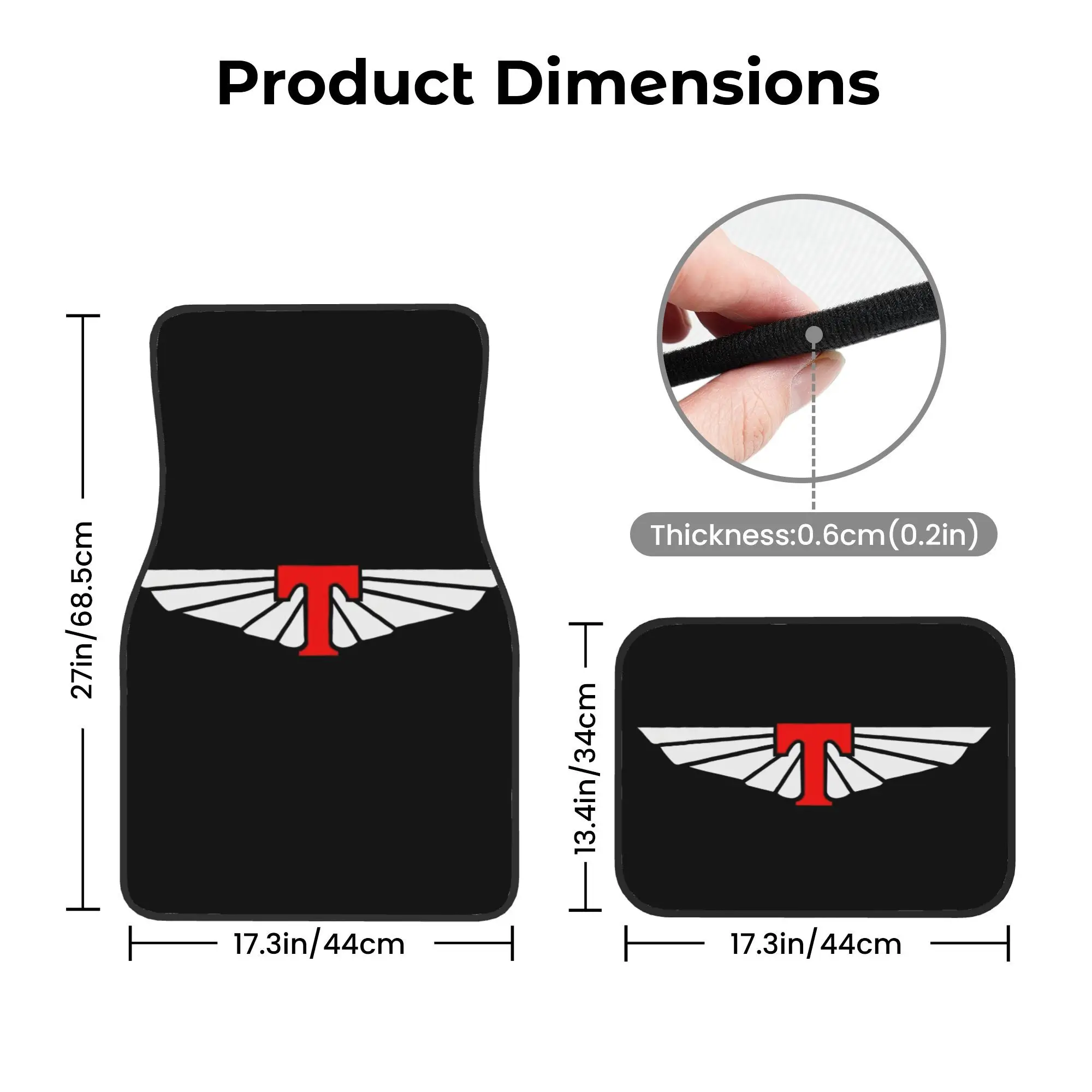 4pcs Tickford Logo Car Floor Mats, Playful Design With Red& White Logo, Vehicle Interior Accessories