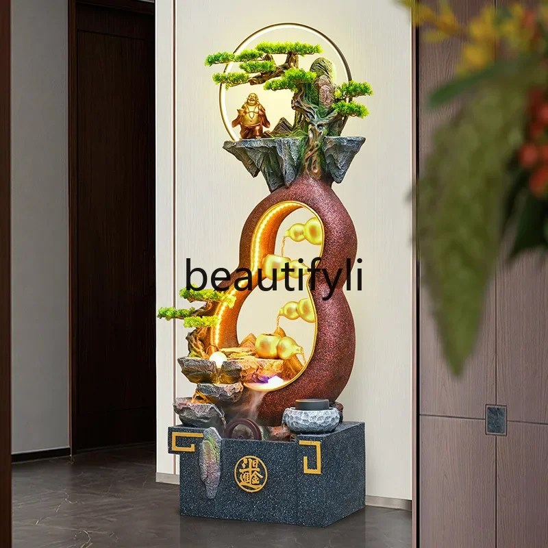 

A48 gourd flowing water floor ornament feng shui wheel living room rockery circulating water lucky decoration