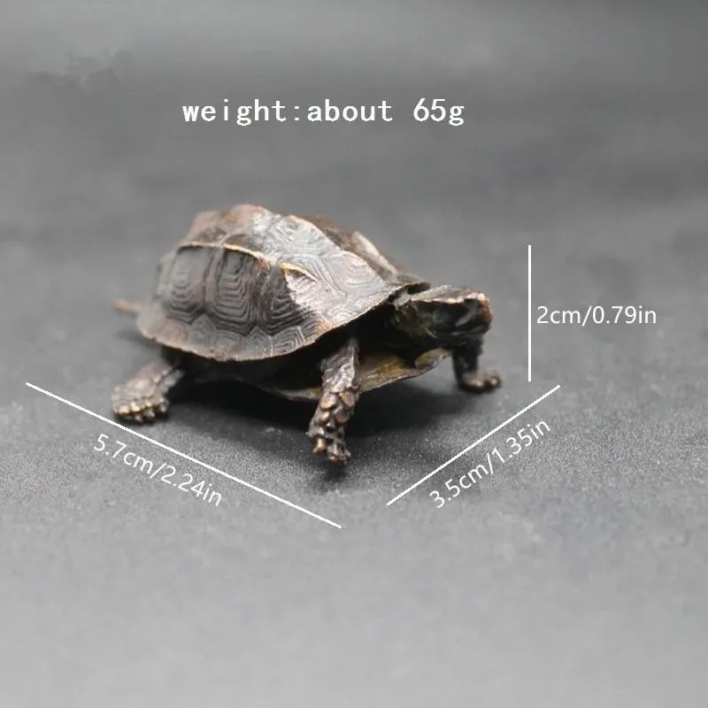 Vintage Copper Bagua Feng Shui Dragon Turtle Statue Desk Small Ornament Home Decoration Craft Accessories Animal Figurine view 2