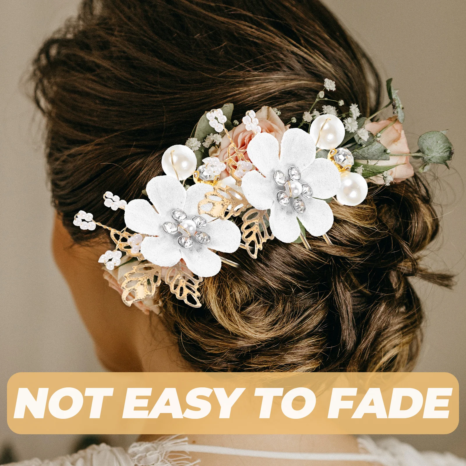 

6 pcs Hair Fork Elegant Wedding Pearl Flower U-Shaped Hairpin U Shape Pin Metal Rhinestone Flower Bridal Hairpin for Bridesmaids
