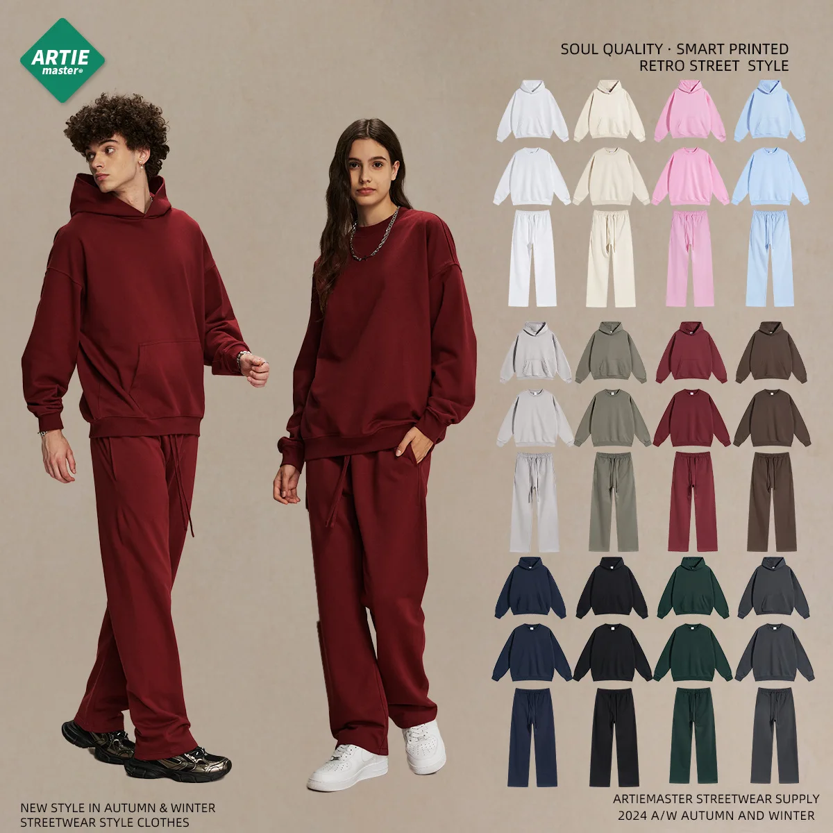 

Men's Casual Cotton Hoodies Sweatshirts Autumn and Winter Loose Fit Hooded Trousers Suit