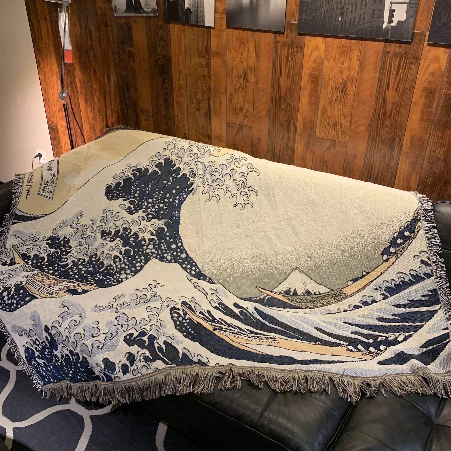 Japanese Surfing Throw Blanket Multifunction Art Sofa Covers Cobertor Tassel Dust Cover Decorative Blankets For Bed