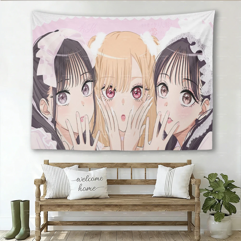 Anime Cute My D-Dress-Up  Wall Tapestry, Hippie Flower Art Wall Hanging for Dorm Bedroom Decor