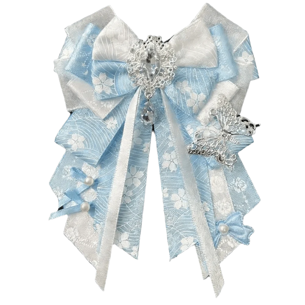 Double Layer Ribbon Itabag Decoration Long Streamers Handmade Jewelry DIY Lolita Merch Decoration with Pin Knot Bowknot