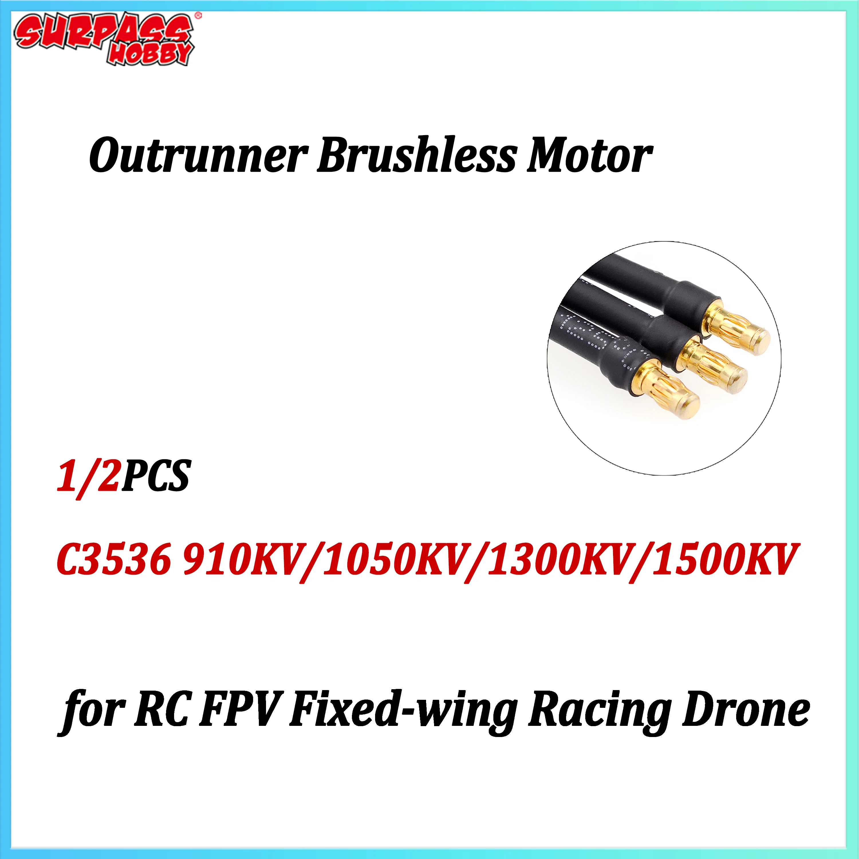 

SURPASS HOBBY C3536 3536 910KV/1050KV/1300KV/1500KV Outrunner Brushless Motor for RC FPV Plane Drone Fixed-wing Glider Warbirds