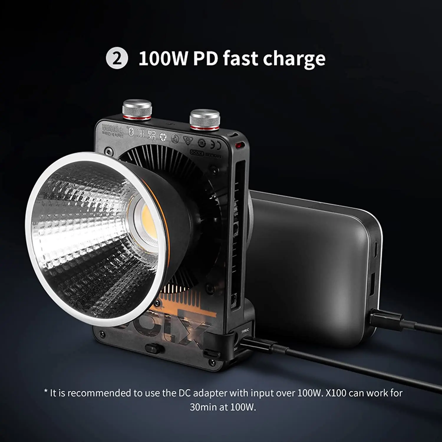 ZHIYUN MOLUS X100 100W COB LED Video Light Photography Lighting for Photography Video YouTube TikTok Recording Outdoor Shooting