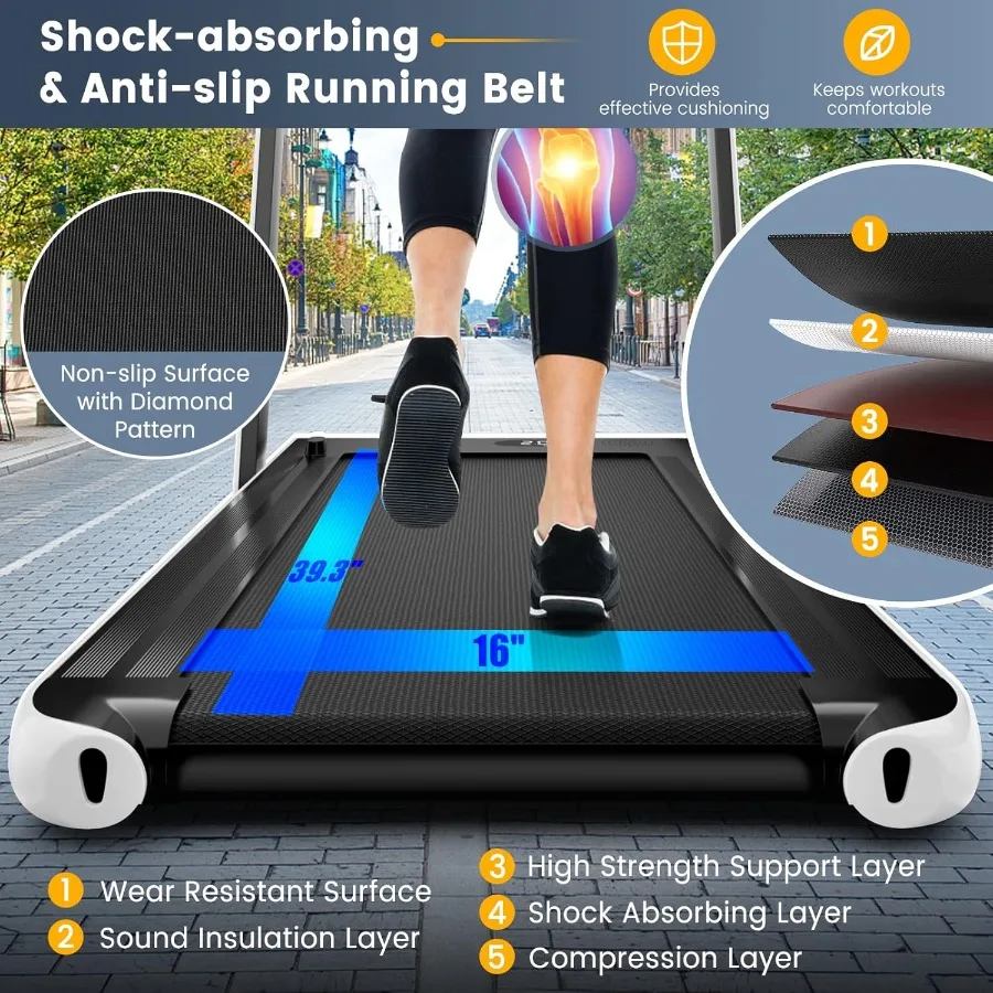 Tappetino da passeggio Installazione gratuita 2 in 1 Tapis roulant sotto la scrivania con monitor LED App intelligente Telecomando e altoparlante Bluetooth Folda