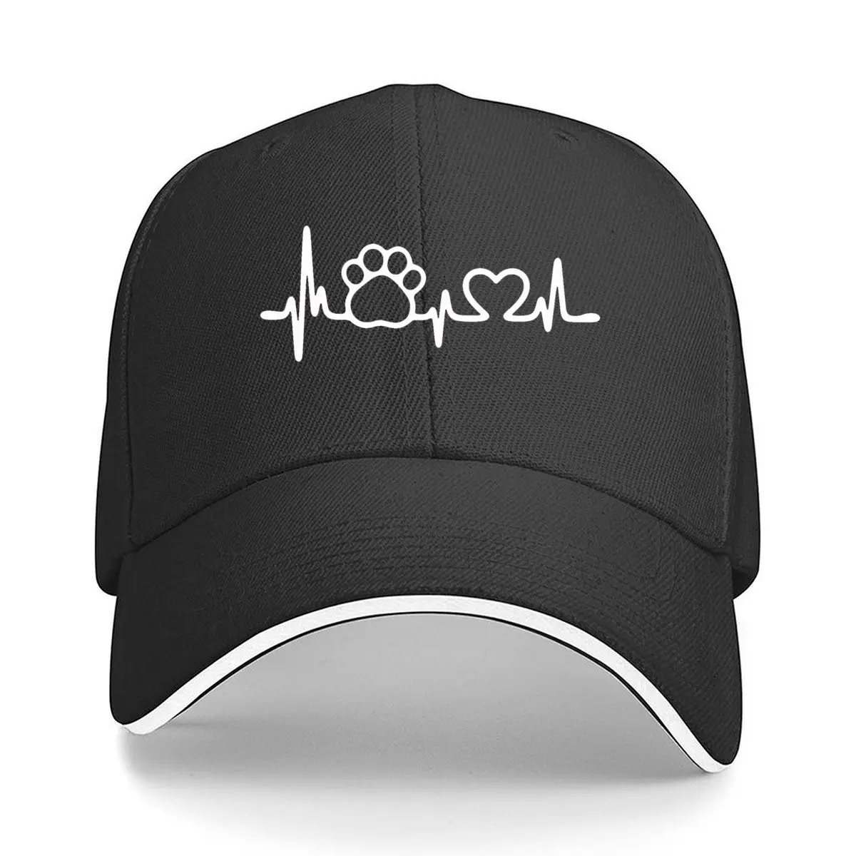 Minimalist Sleeping Cat Outline Graphic Sandwich Baseball Cap
