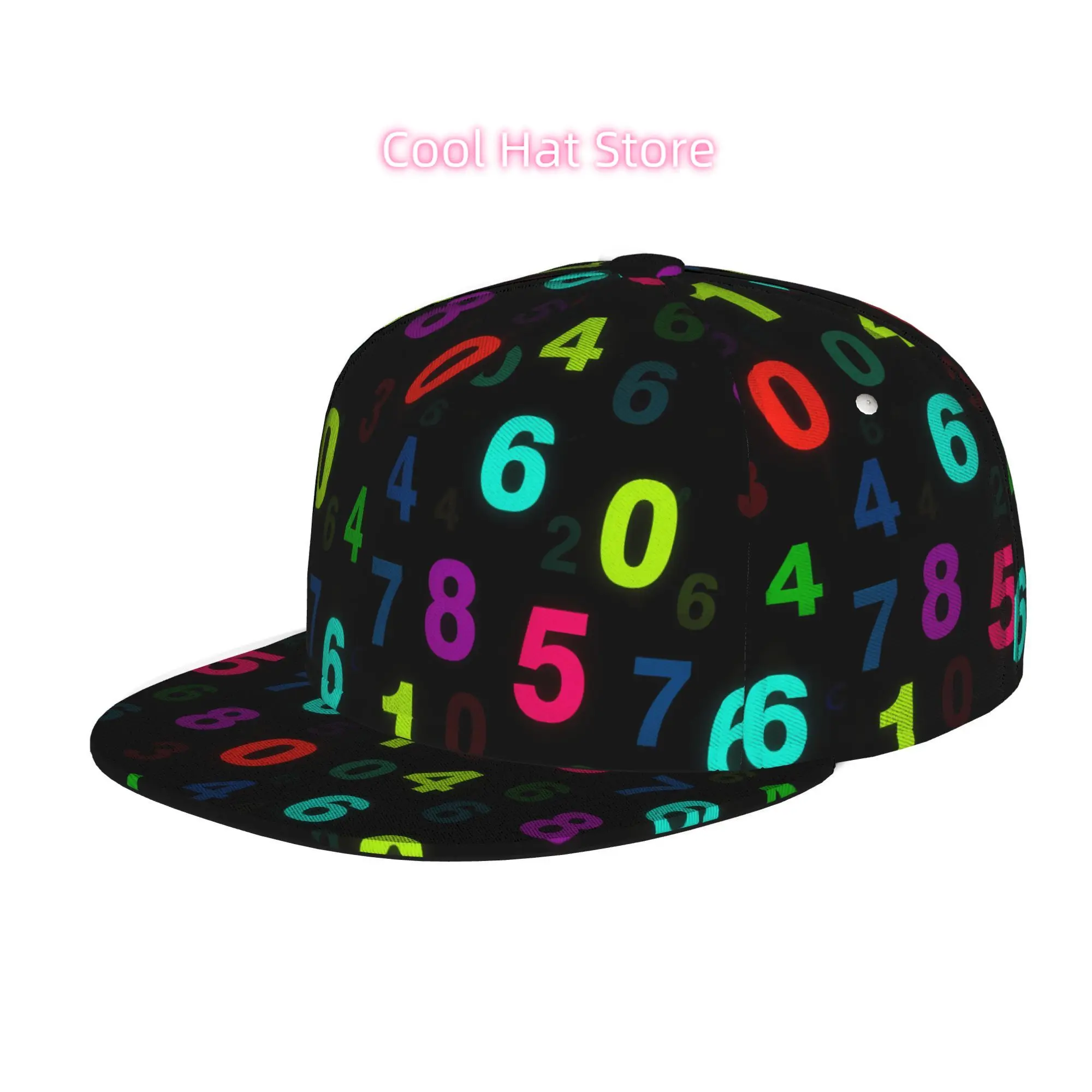 Men's & Women's Baseball Cap with Adjustable Snap-On Brim & Colorful Numbers - Flat-Top Suitable for Casual Outdoor, Machine Was
