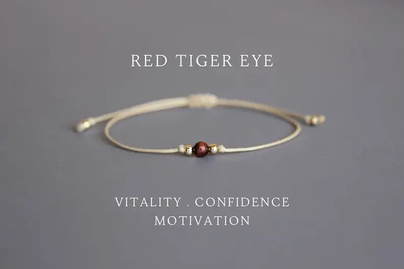 Women's Red Tiger Eye Bull's Eye Crystal Nursing Student Gift Women's Empathy Protection Gemstone Bracelet