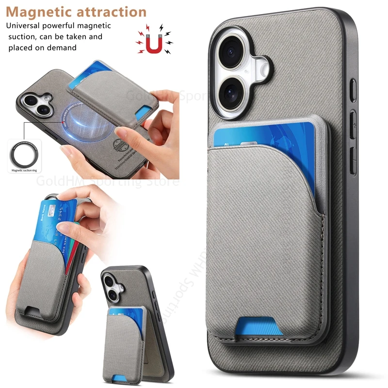 

Split Magnetic Card Slot Leather Phone Case For iPhone 17 16 Pro Max Flip Wallet Kickstand Cover For Apple 15 17 Pro 14 Plus 16E