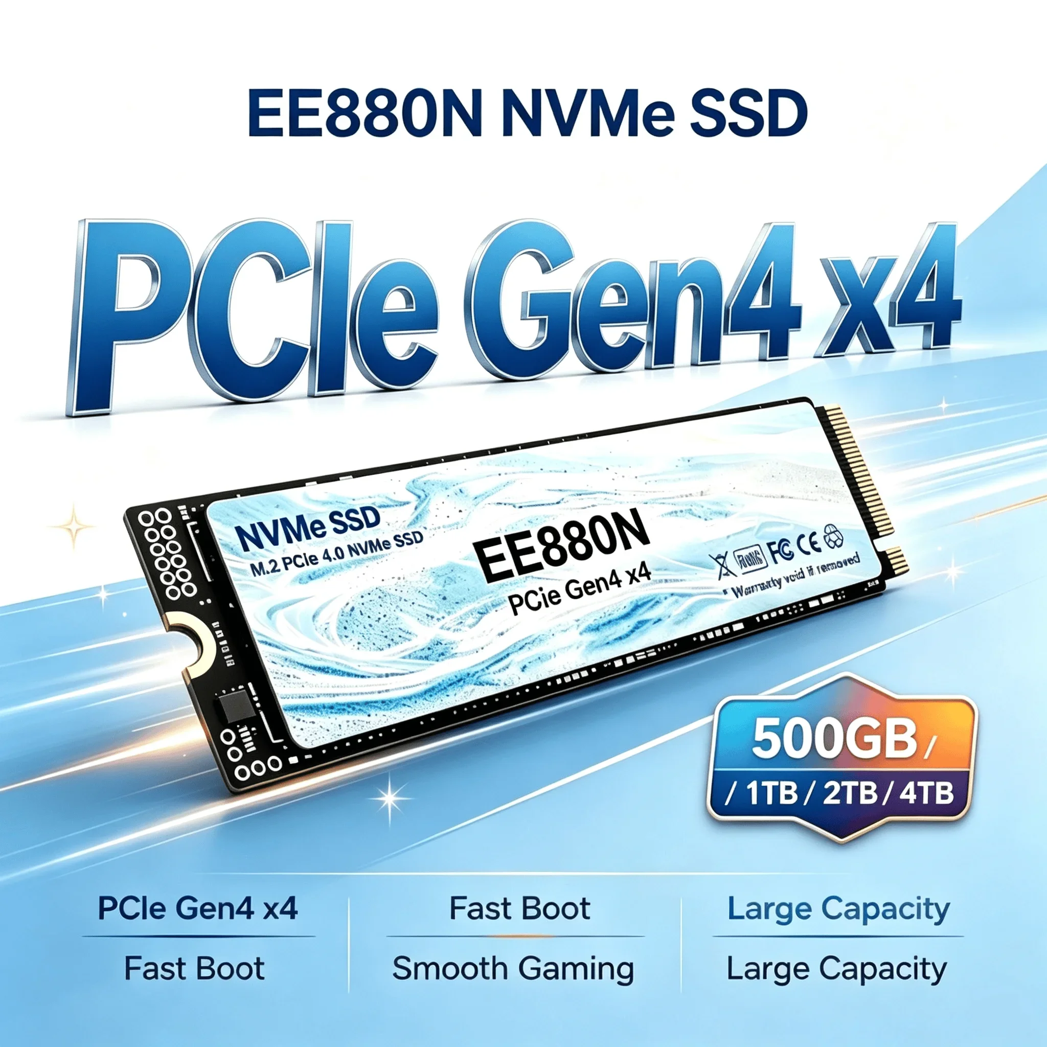 EE880N M.2 NVMe PCIe Gen4 SSD 500GB 1TB 2TB 4TB New High Performance Integrated Solid State Drive for Game Work PC Pro Max
