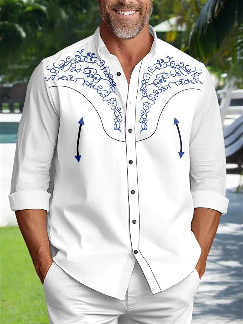 Camisa 3D informal de manga larga para calle al aire libre para hombre, suave y cómoda, nueva moda tridimensional