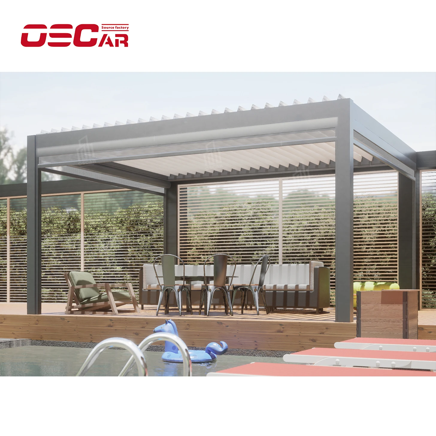 100% Waterproof Pergola Leisure Garden Motorized Louvered Roof Aluminium Gazebo Outdoor aluminum pergola parts