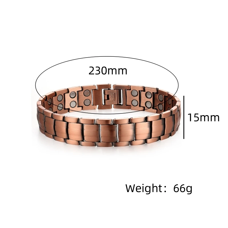 سوار مغناطيسي للنساء من النحاس النقي للعلاج بالطاقة الحيوية أساور سلسلة هندسية فايكنغ على اليد مجوهرات عصرية