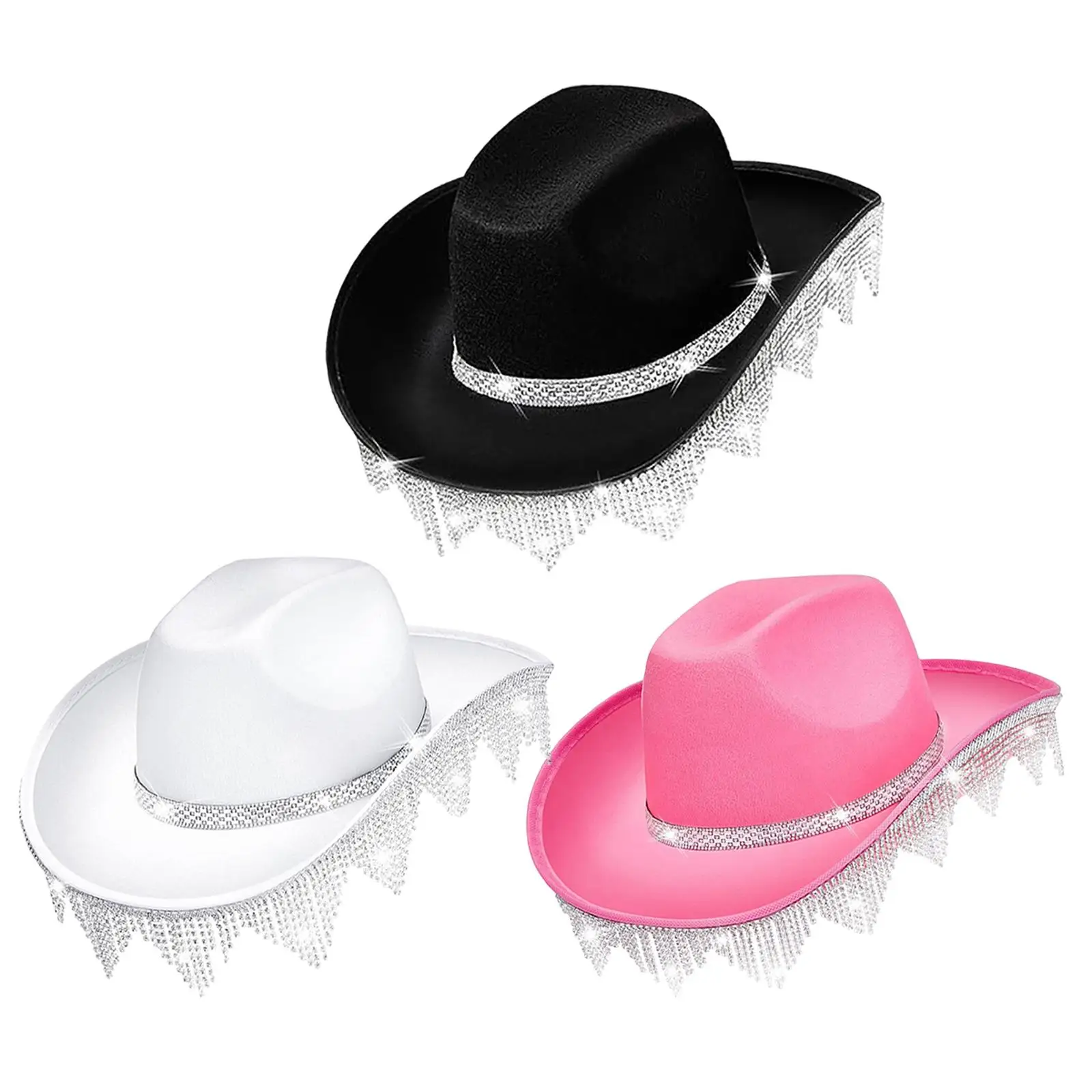 

Tassels Cowboy Hat Adults Wide Brim Lightweight Sunhat Jazz Cap for Travel Carnivals Cosplay Stage Performance Photo Props