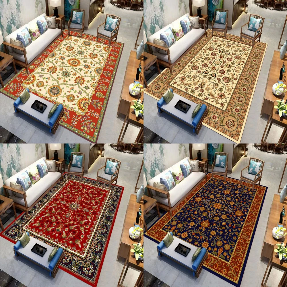Vintage Bohemian Dark Print Bereich Teppich rutschfeste Bodenmatte ethnische Muster Dekor für Wohnzimmer Schlafzimmer Küche Home Akzent Fußmatte