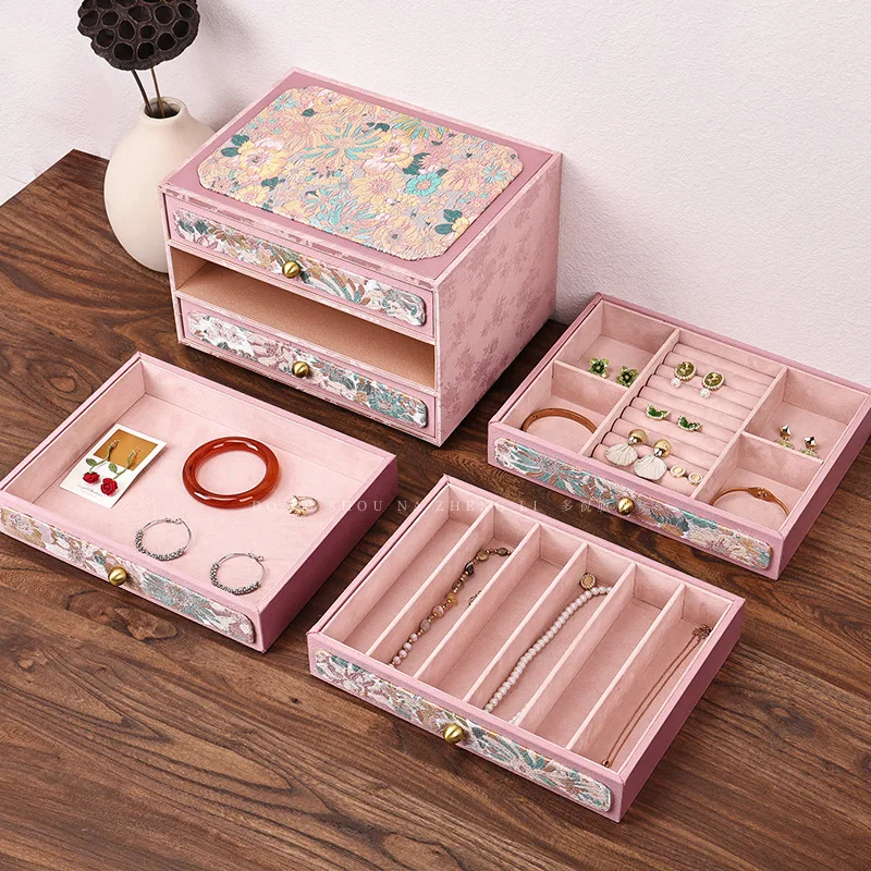 Luxury Jewelry Box Large Capacity Ring Bracelet Storage Boxes Girl Necklaces Earring Organizer Travelling Jewelry Box Women Gift view 5