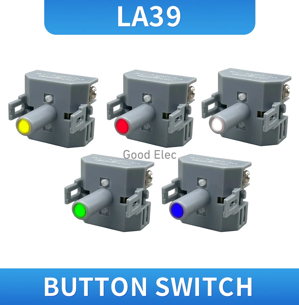 LA38/39 button switch LED lamp holder auxiliary base 6.3V12V24V36V110V220V red green yellow Blue White