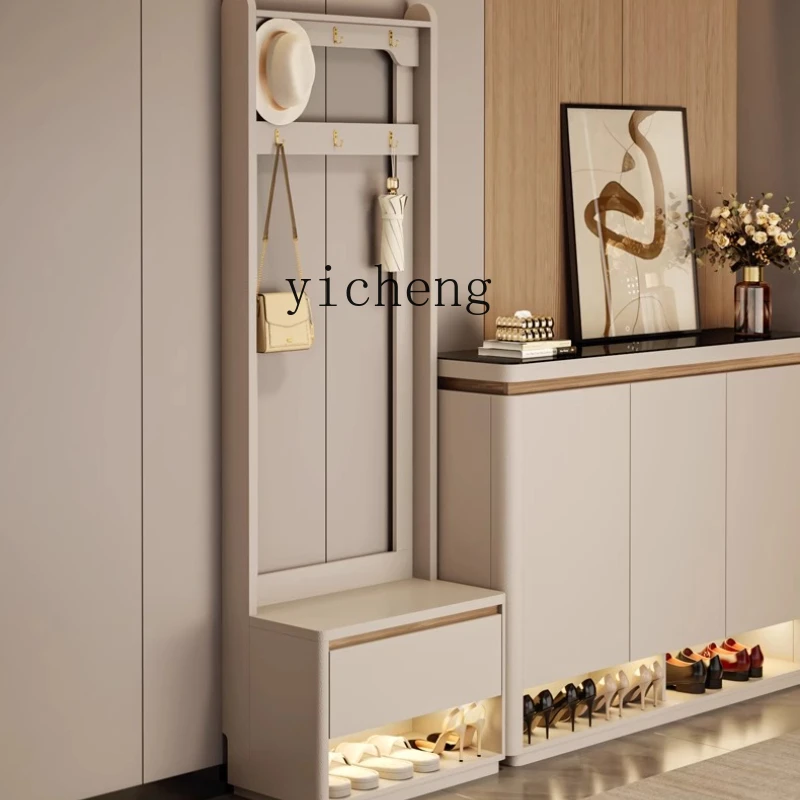 

TQQ Minimalist entry door shoe change stool narrow entrance shoe cabinet sitting stool integrated shoe stool hanging hanger