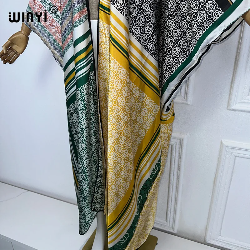 Odzież plażowa WINYI 2024 afryka eleganckie lato sukienka kimono maxi okrycie plażowe sweter boho maxi abayas print kaftan