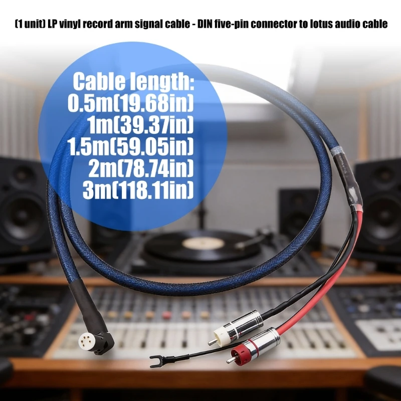  Silver Coated Metal 5Pins to XLR male Cable For Disc Equipment Arm Attachment