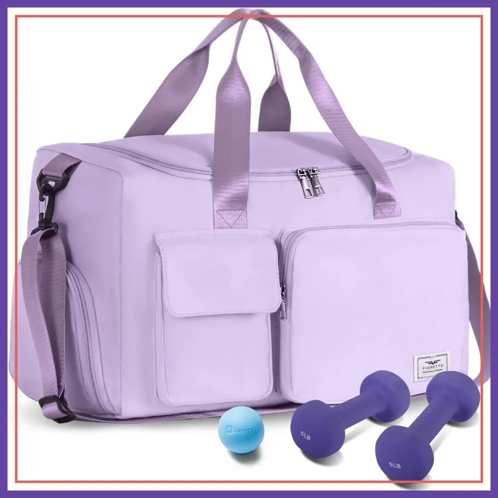 

Women's Gym Duffle Bag with Shoe Compartment, 30L Travel Sports Duffel Weekender