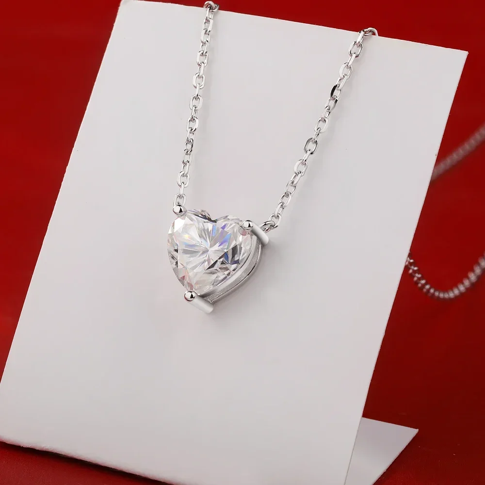 NASIA 1/2/3Carat Heart Moissanite Pendant Necklace 100% S925 Silver Solitaire Diamond Neck Chain for Women Jewelry Gift 2026
