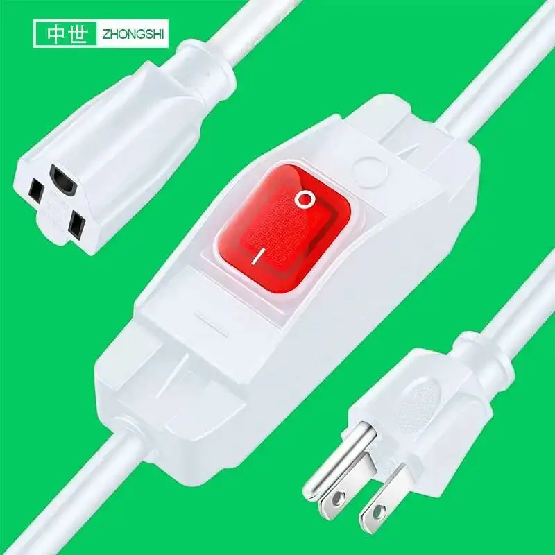 US Standard IP66 Electric Extension Cord NEMA5-15P Plug With Waterproof Switch 5-15R SF52 Socket Connector Consumer Wire15a 45CM