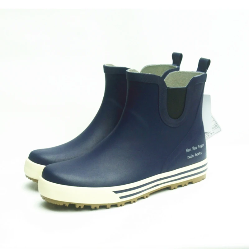 Botas de lluvia de goma impermeables para hombre, botas reflectantes de tubo bajo y corto para pesca, botas de seguridad nocturna