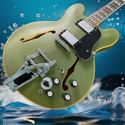 New Electric Guitar Matte Green Color Jazz Hollow Body 335 mahogany neck Chrome Hardware