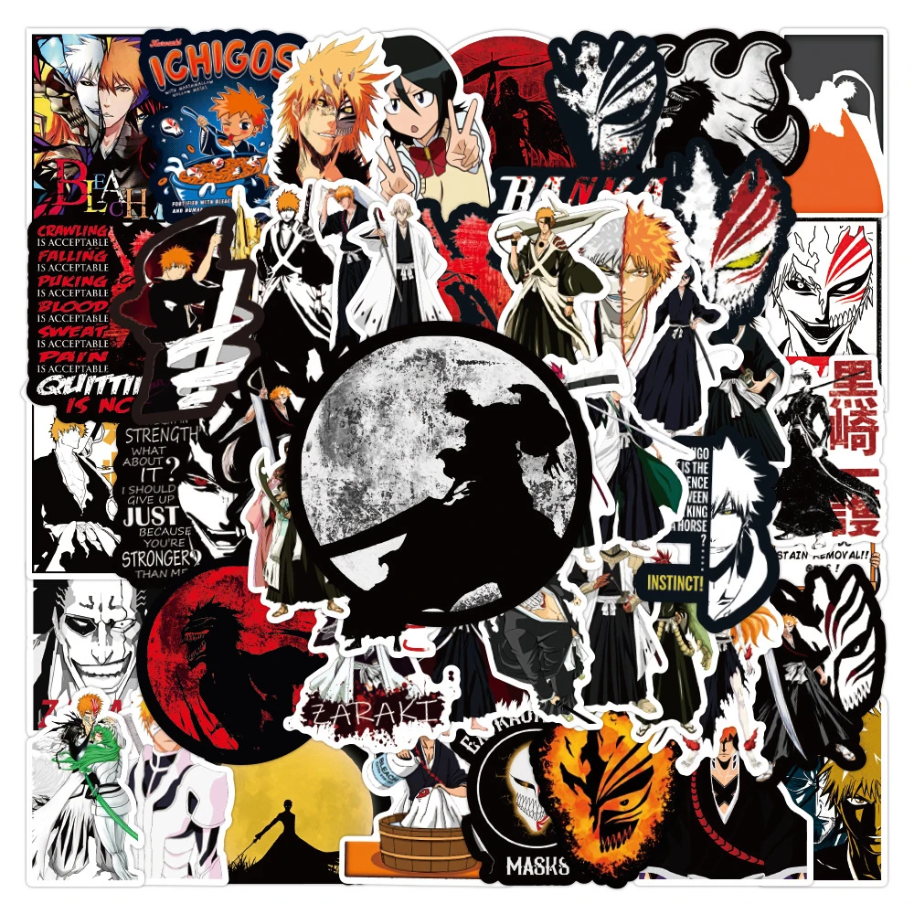 10/30/50pcs Cool Cartoon BLEACH Anime Kurosaki Ichigo Orihime Kuchiki Rukia Cartoon Decals Suitcase Car Laptop Manga Sticker Toy