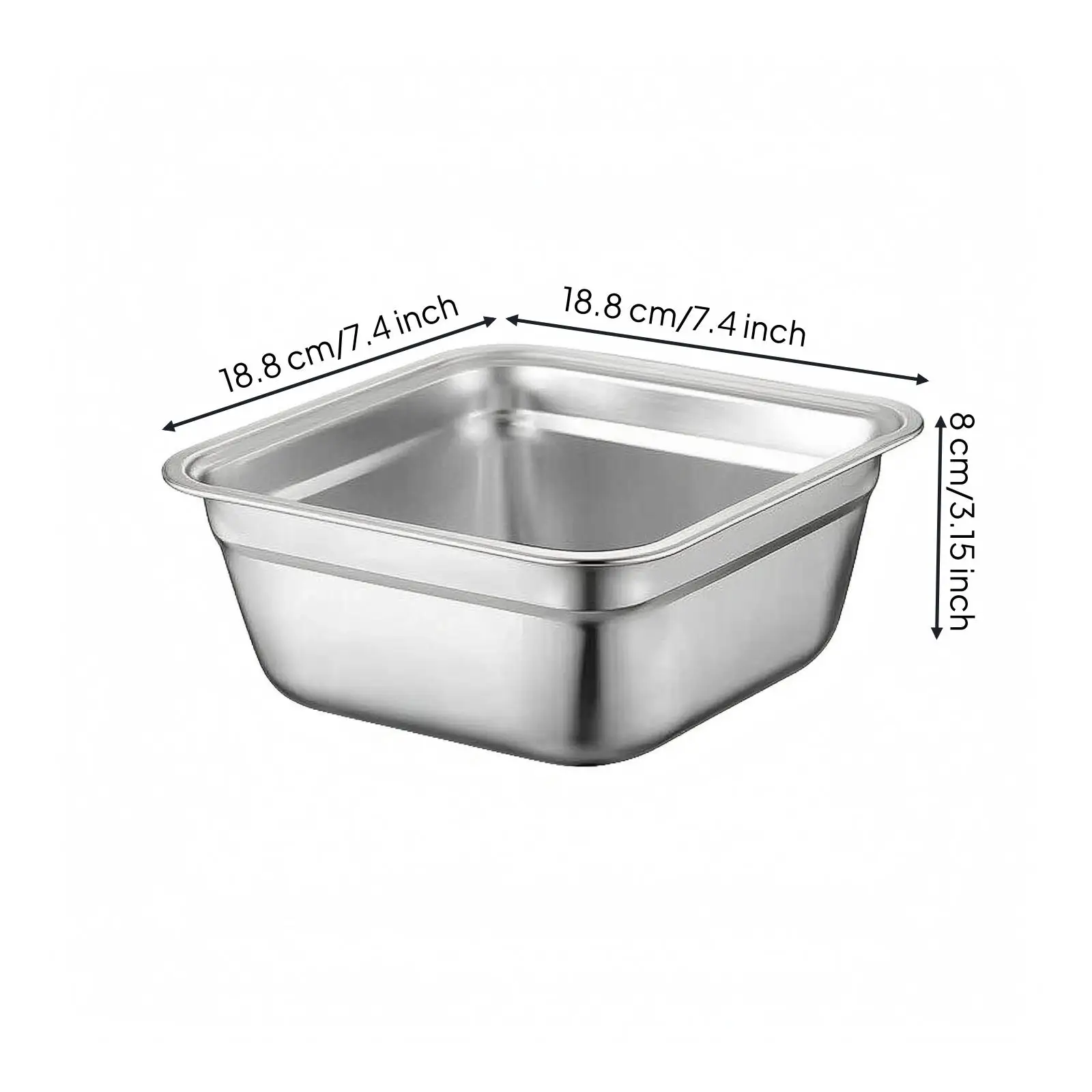 Heavy Duty Stainless Steel Basin Square Shape Practical Utility Sink Bowl for Cooking and Cleaning