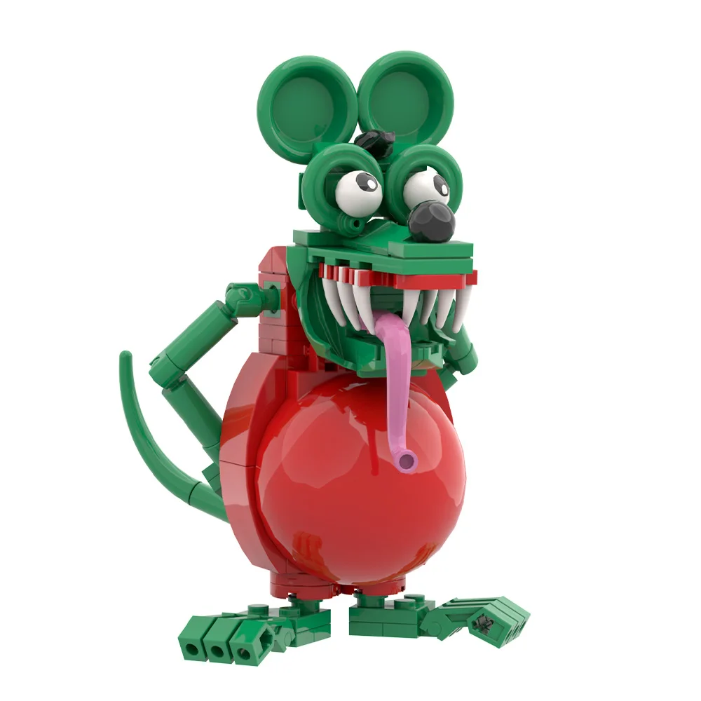 MOC الرعب الجرذ فينك اللبنات فيلم عمل الشكل الماوس القيادة سيارة الطوب ألعاب حيوانات هدية الكبار #1