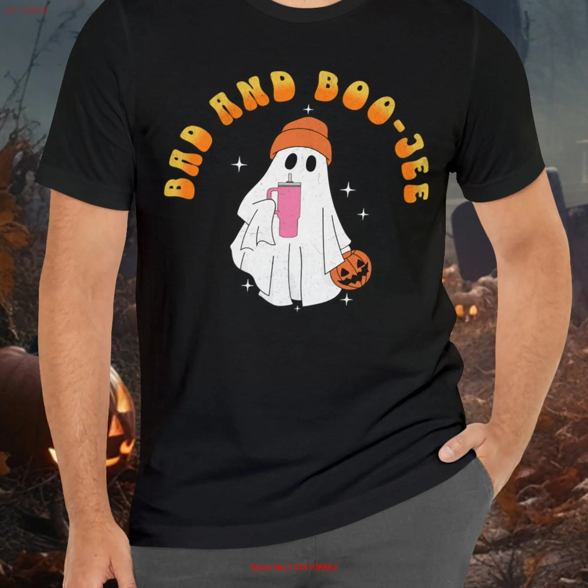 Bad And Boo Jee Funny Ghost Halloween T Shirt long or short sleeves