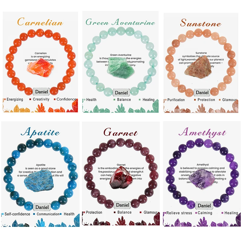 

Браслет из натуральных камней с именами на заказ, 8 мм, для женщин, 1-4 имена, браслеты из кристаллов с бусинами, персонализированные.