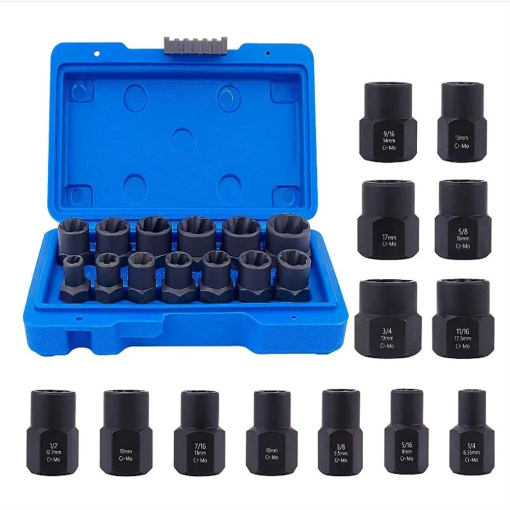 

13Pcs Screw Bolt Extractor Set Multi-size Nut Remover Easy Out Screw Removal Tool Kit For Damaged Frozen Rusted Bolts Nuts