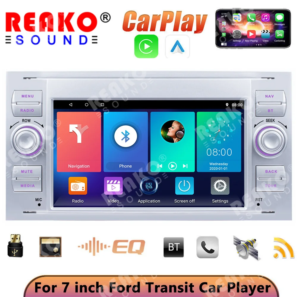 

Car Radio 2Din Android for Ford Focus 2 Mondeo S C Max Kuga Fiesta Fusion Galaxy Transit 7'' Multimedia Player Carplay WIFI GPS