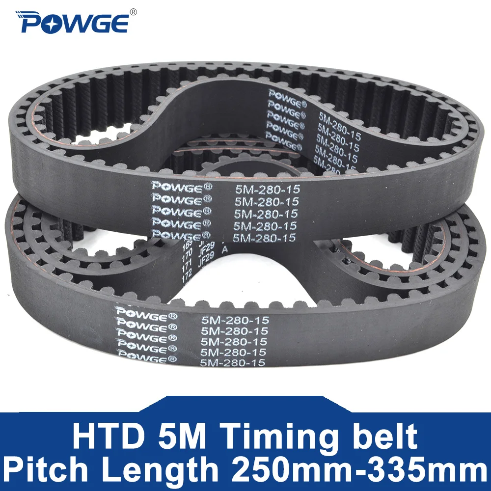 POWGE HTD 5M Timing belt Lp=250 255 260 265 270 275 280 285 290 295 300 305 310 315 320 325 330 335 Width 9-30mm HTD5M Rubber