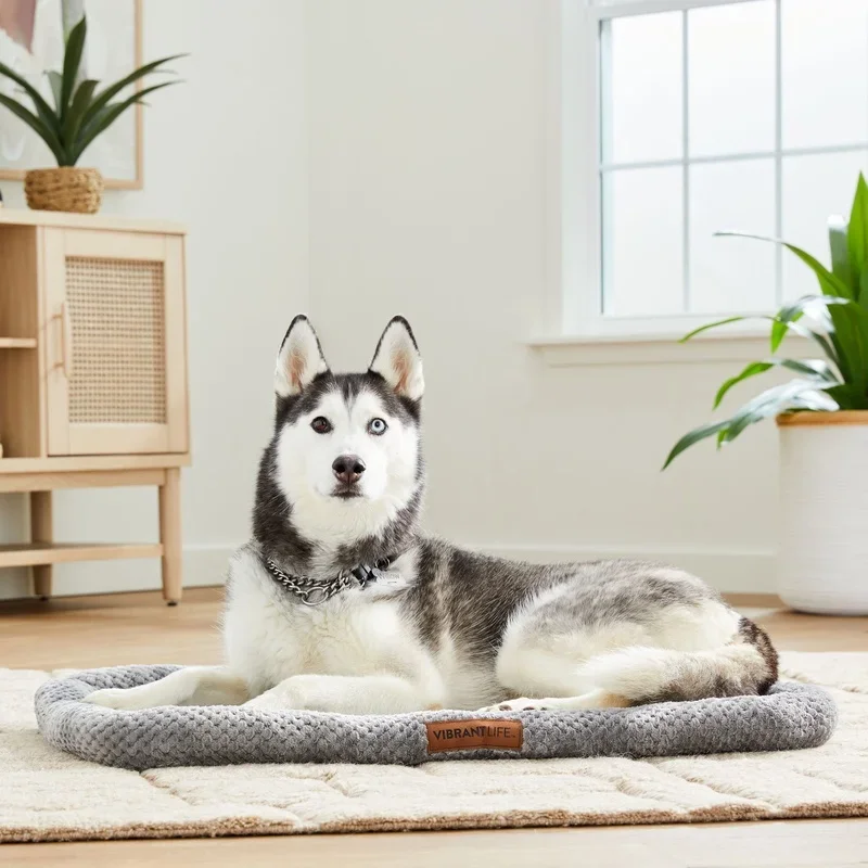 Alfombrilla acogedora para caja de perros, soporte acolchado reforzado de espuma de felpa, cama lavable para mascotas, se adapta a caja de 30 pulgadas