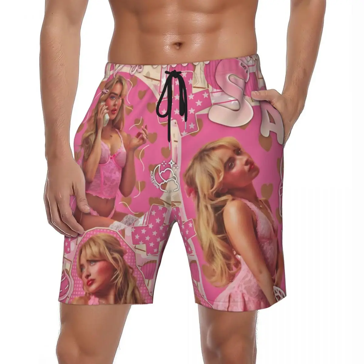 

Summer Board Shorts Man Sabrina Carpenter Singer Man's Best Friend Album Surfing Board Short Pants Fast Dry Swim Trunks Big Size