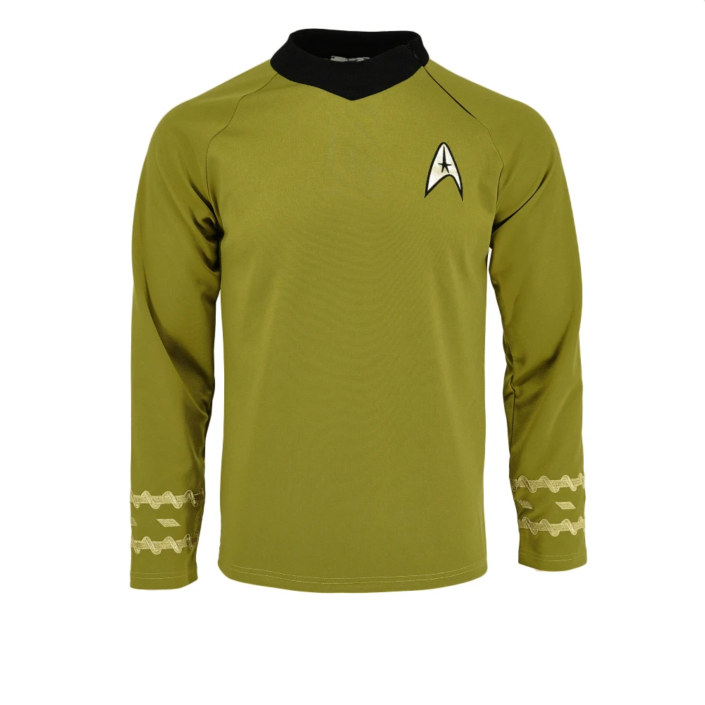 Cosplay TOS Captain Kirk Gold Shirts Spock Blue Uniforms Red Starfleet Tops for Men\'s Coat Halloween Party Prop