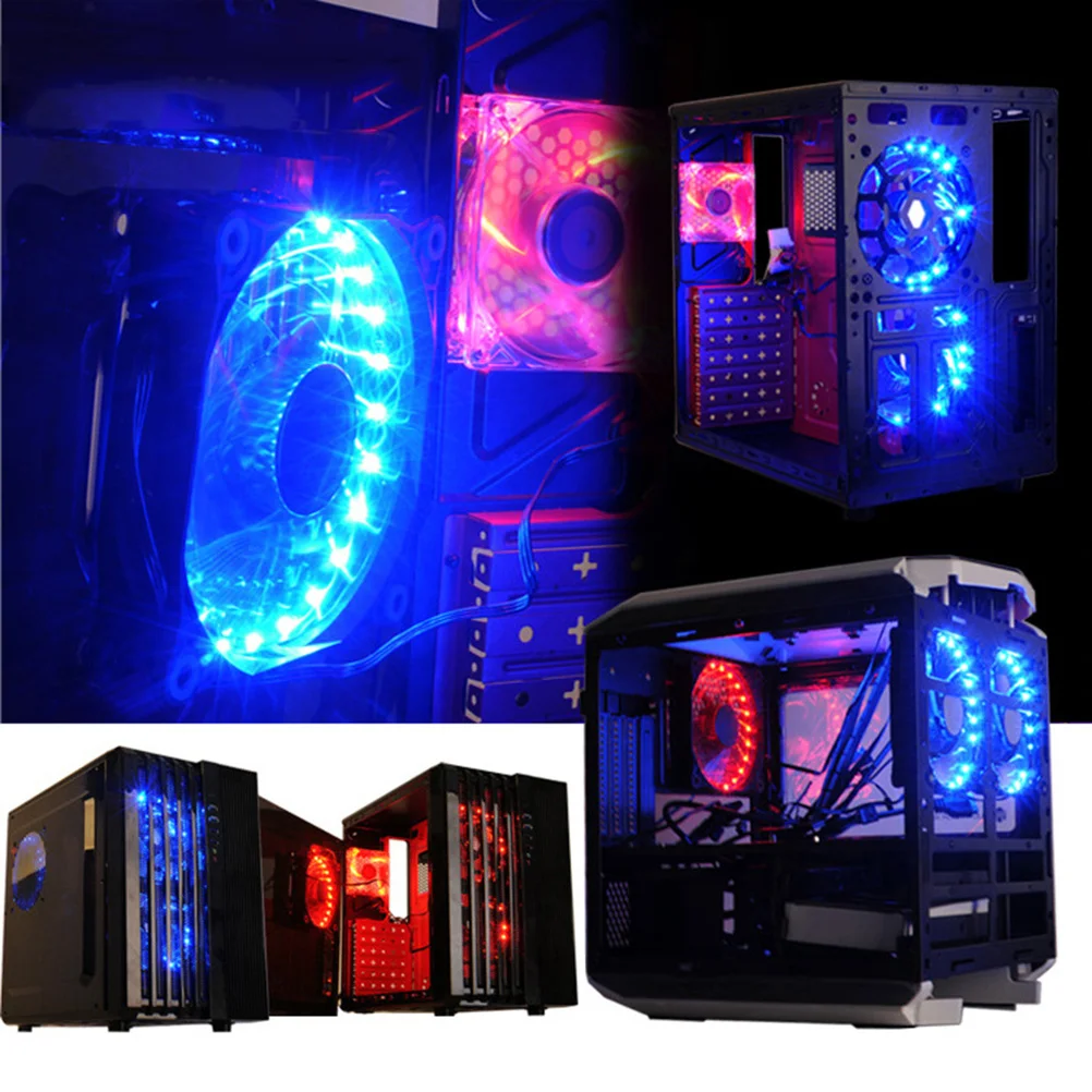 

12cm RGB Case Fan Ultra Silent LED Quiet Cooling Fan PC Cooler Fan Computer Case Fans 12V DC Chassis Radiator (Blue)