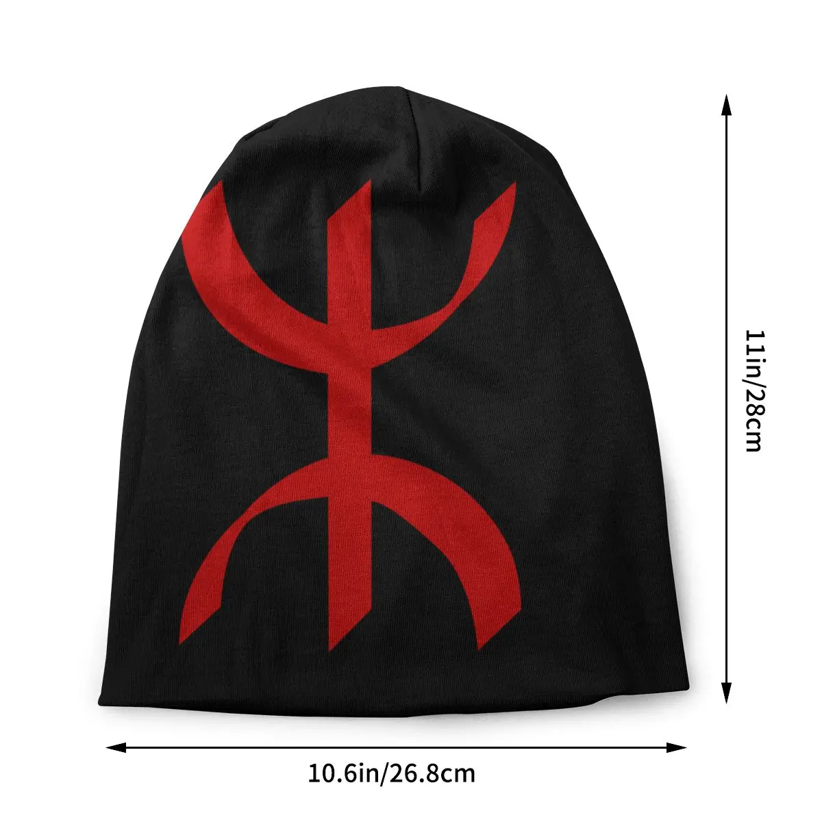 Red Amazigh Tifinagh Beanie Cap Unisex Winter Warm Bonnet Homme Knitted Hats Berber Flag Skullies Beanies Caps For Men Women