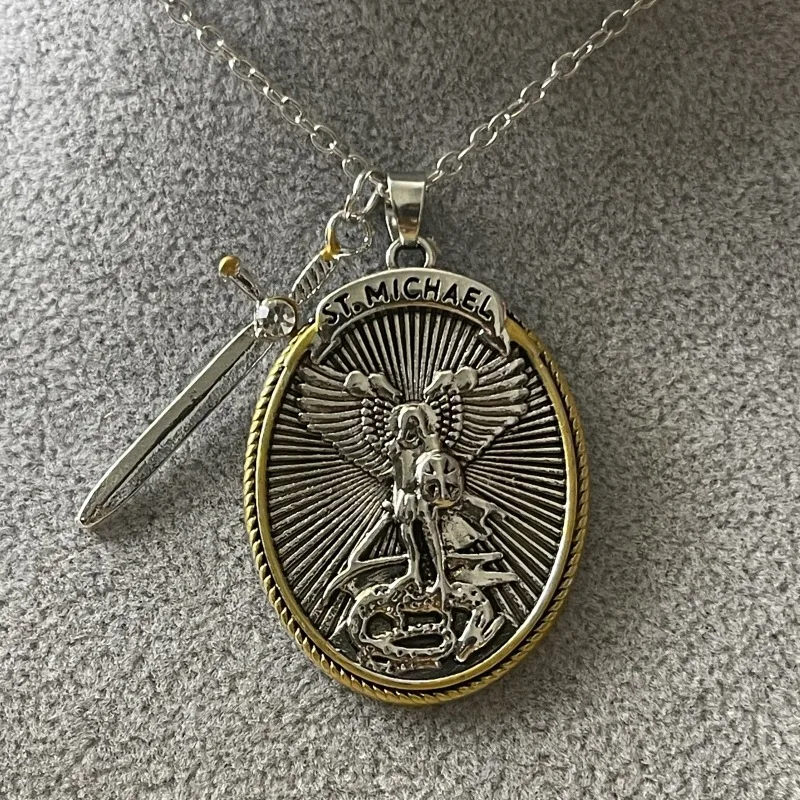 Catholic Patron Saint Pendant Michael St. Michael The Archangel Pendant Necklace