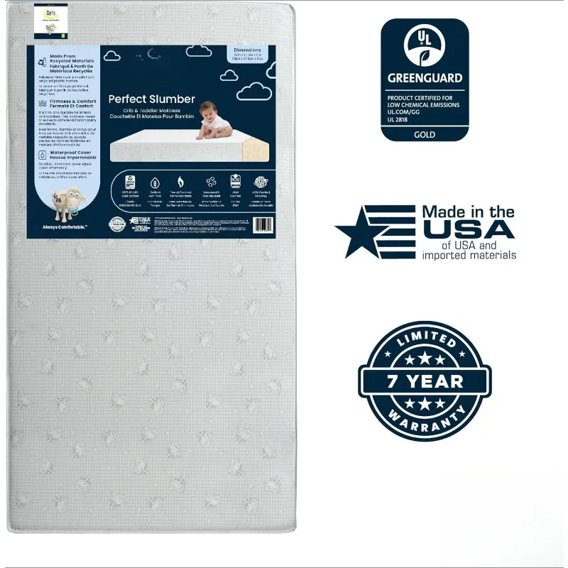 

Perfect Slumber Dual Sided Crib And Toddler Mattress - Waterproof - Hypoallergenic - Premium Sustainably Sourced Fiber Cor